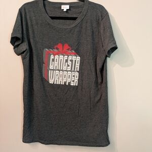 LuLaRoe Gray 'Gangsta Wrapper' Short Sleeve Tee